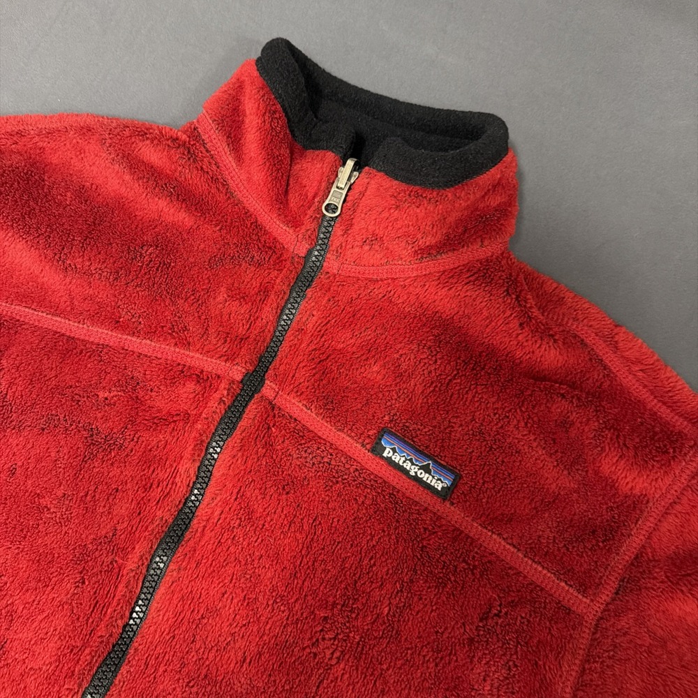 Vintage Patagonia Kids L Fleece Full Zip Mock Neck Red Made In Canada